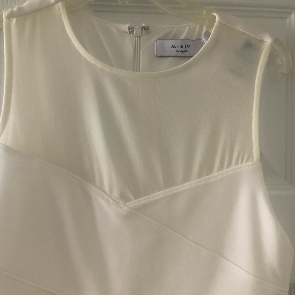 NWT Ali & Jay Nowhere to Run Ivory sheath dress with sheer inserts, sz Small - Picture 5 of 8